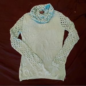 Bebe Turquoise Slouchy Neck Sweater